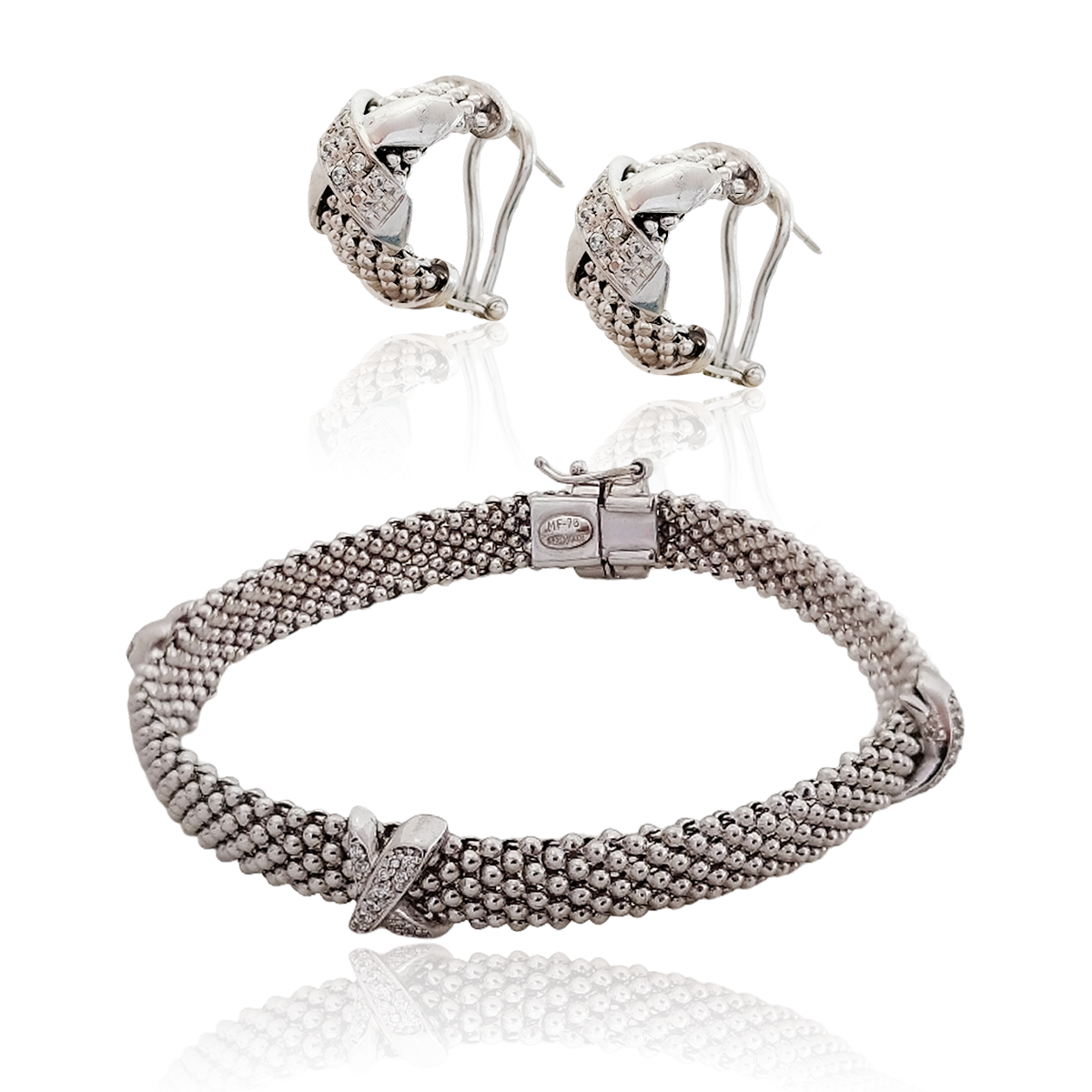 Set de Pulsera y Arracadas de Plata #146 Ley .925