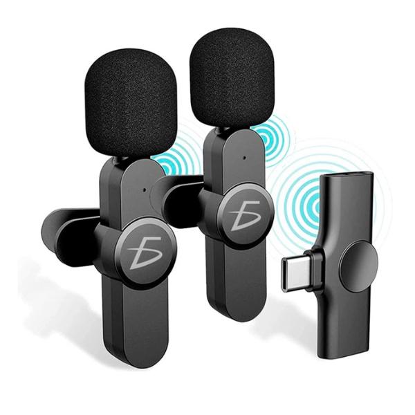 Micrófono lavalier Inalámbrico Portátil 2 EN 1 Entrada USB C