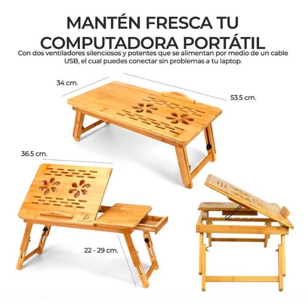 Mesa De Cama Bamboo Con Base ventilada
