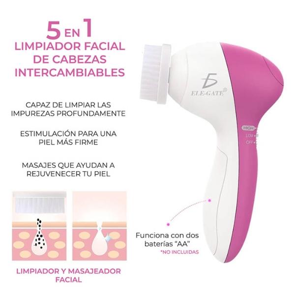 Limpiador Facial Eléctrico 5 En 1 Masajeador Exfoliante Suavizante