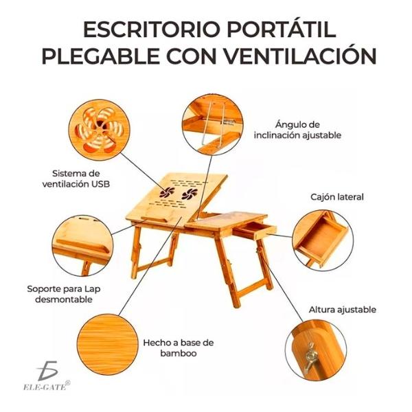 Mesa De Cama Bamboo Con Base ventilada