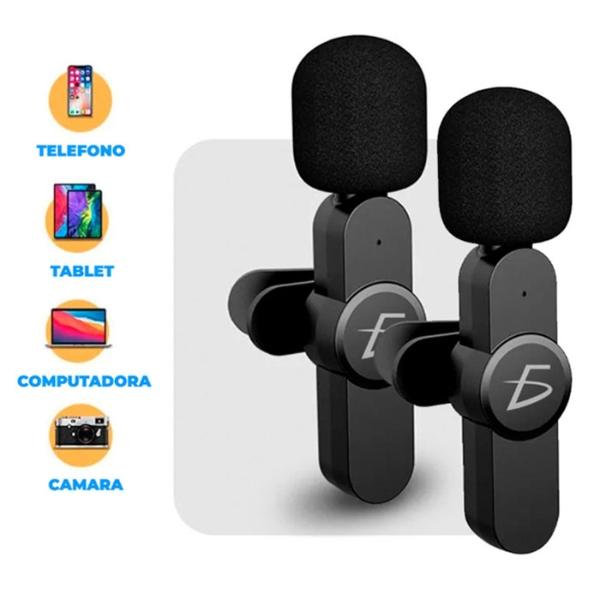 Micrófono lavalier Inalámbrico Portátil 2 EN 1 Entrada USB C