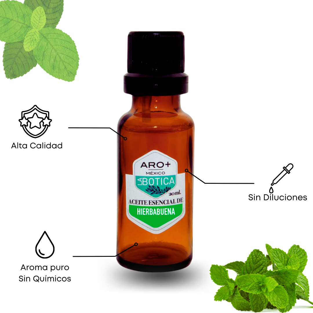 Aceite Esencial Hierbabuena 100% Puro, Uso Terapéutico, Aromaterapia.
