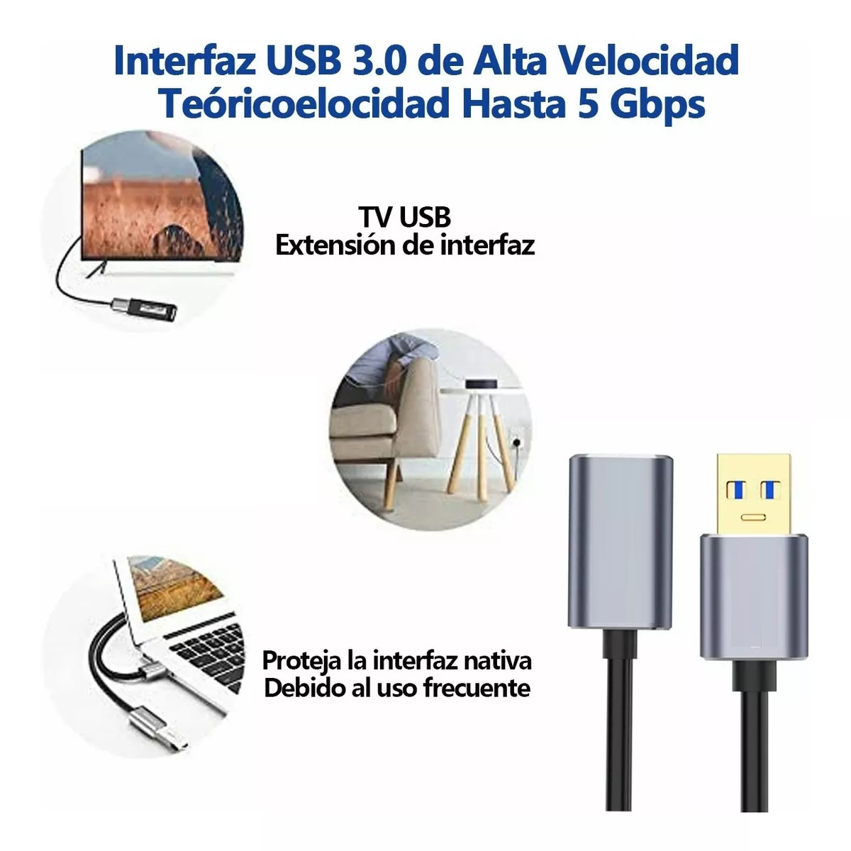 Cable Extensión Usb 3.0 Macho A Hembra 2 Metros High Speed