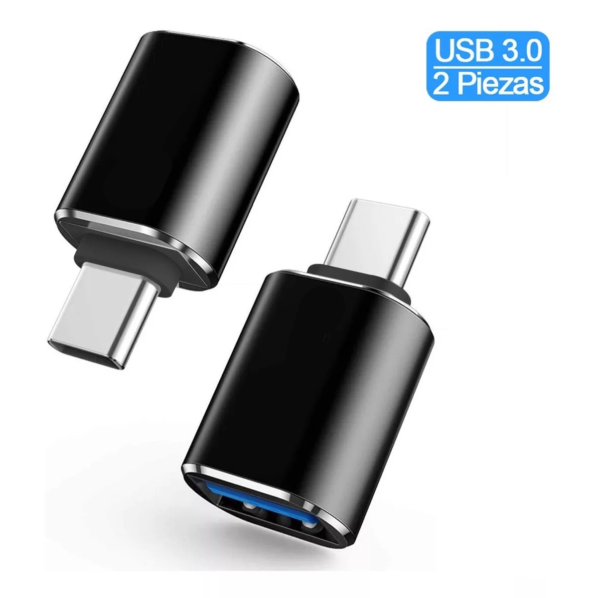 Daptador Otg Usb Tipo C A Usb 3.0 5gbps 2 Piezas Libre Color Negro