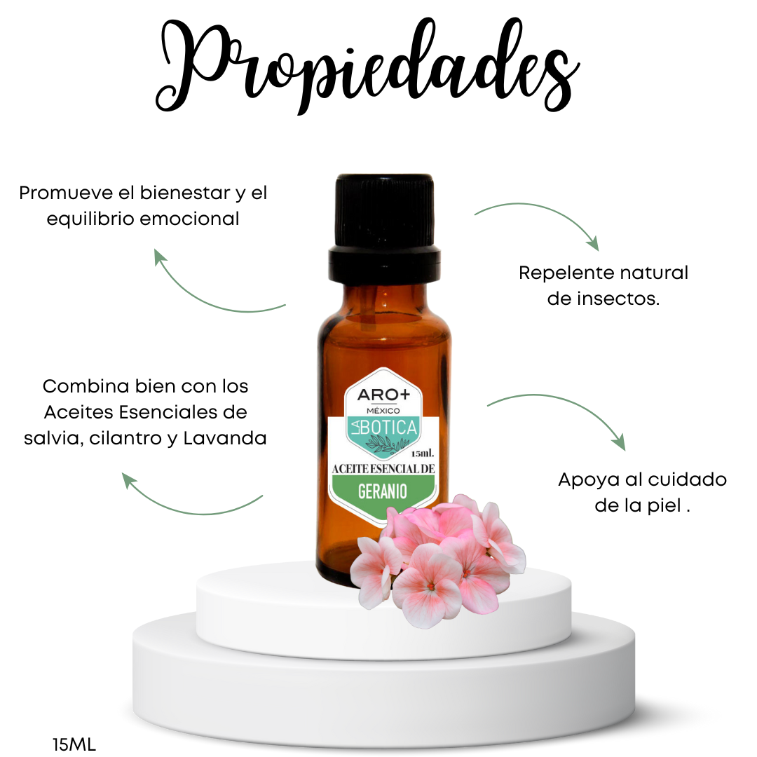 Aceite Esencial Geranio 100% Puro, Uso Terapéutico, Aromaterapia.