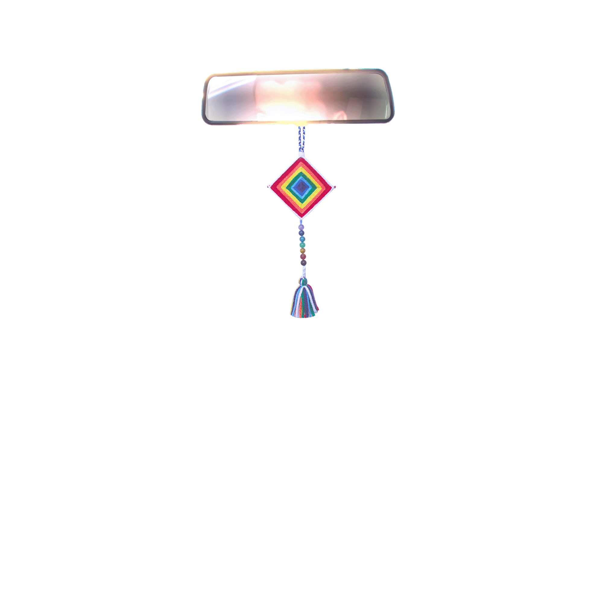 Tejido de Protección Ojo De Dios 7 Chakras Con Cuarzos Naturales.