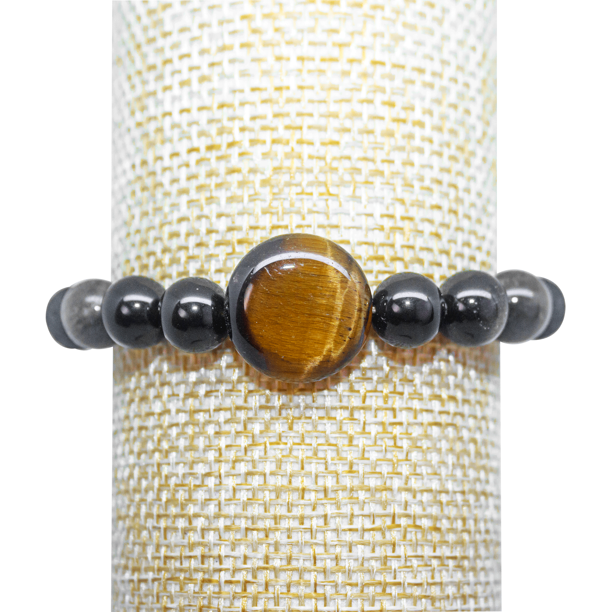Pulsera de Protección Ojo De Tigre, Obsidiana Y Plata Genuina