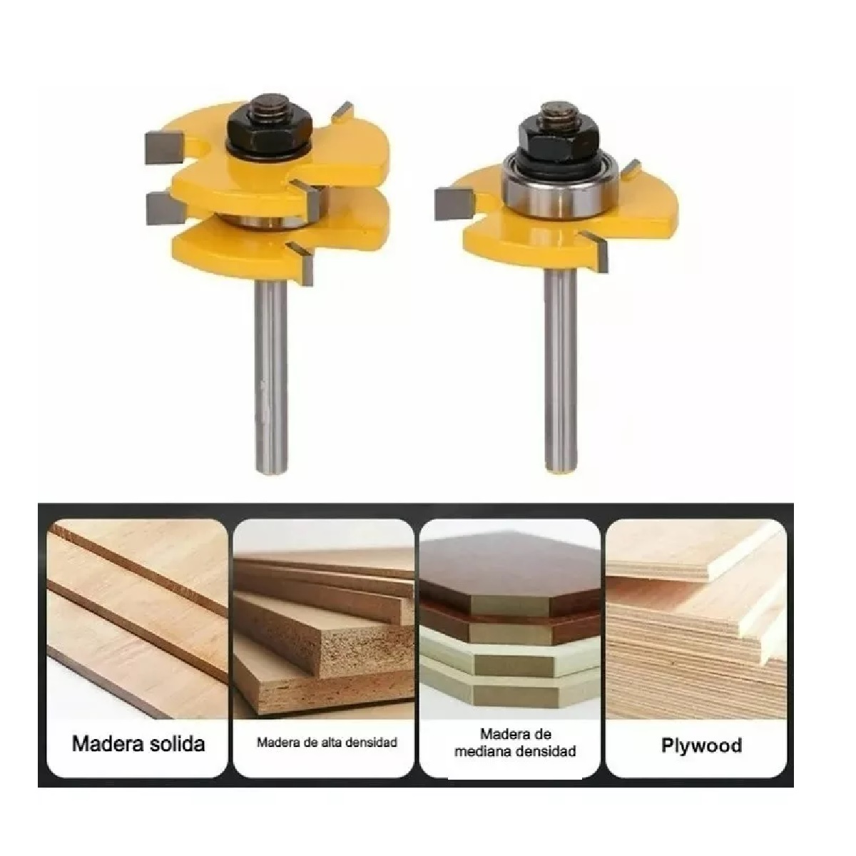Fresa Router 1/4 Broca Ensamble Machimbrado Zanco Kit 2pzs