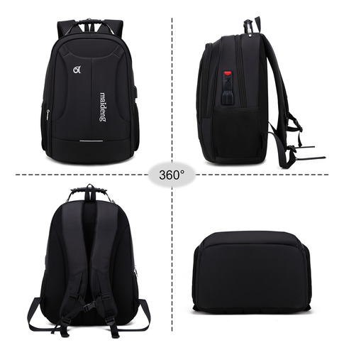 Mochila De Viaje 40l, Mochila Para Laptop Negro De 15,6,mochila De Trabajo Hombre De Negocios Y Impermeable Con Interfaz Usb Y Bloqueo Antirrobo