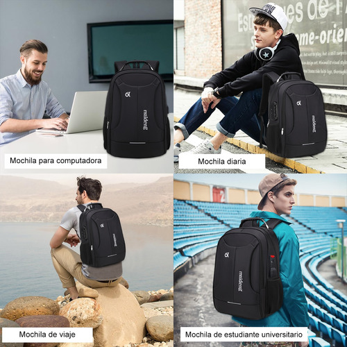 Mochila De Viaje 40l, Mochila Para Laptop Negro De 15,6,mochila De Trabajo Hombre De Negocios Y Impermeable Con Interfaz Usb Y Bloqueo Antirrobo