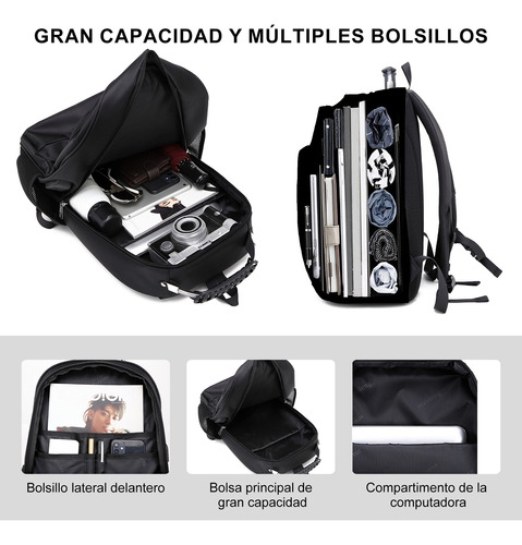 Mochila De Viaje 40l, Mochila Para Laptop Negro De 15,6,mochila De Trabajo Hombre De Negocios Y Impermeable Con Interfaz Usb Y Bloqueo Antirrobo