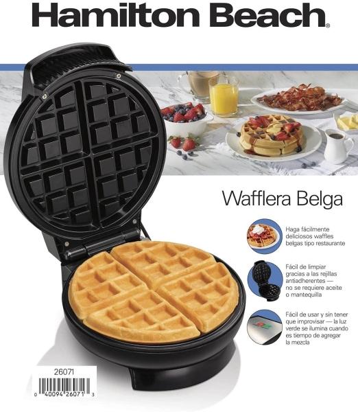 Wafflera Hamilton Beach 26071 Eléctrica Modelo tipo Belga, chica color Negro