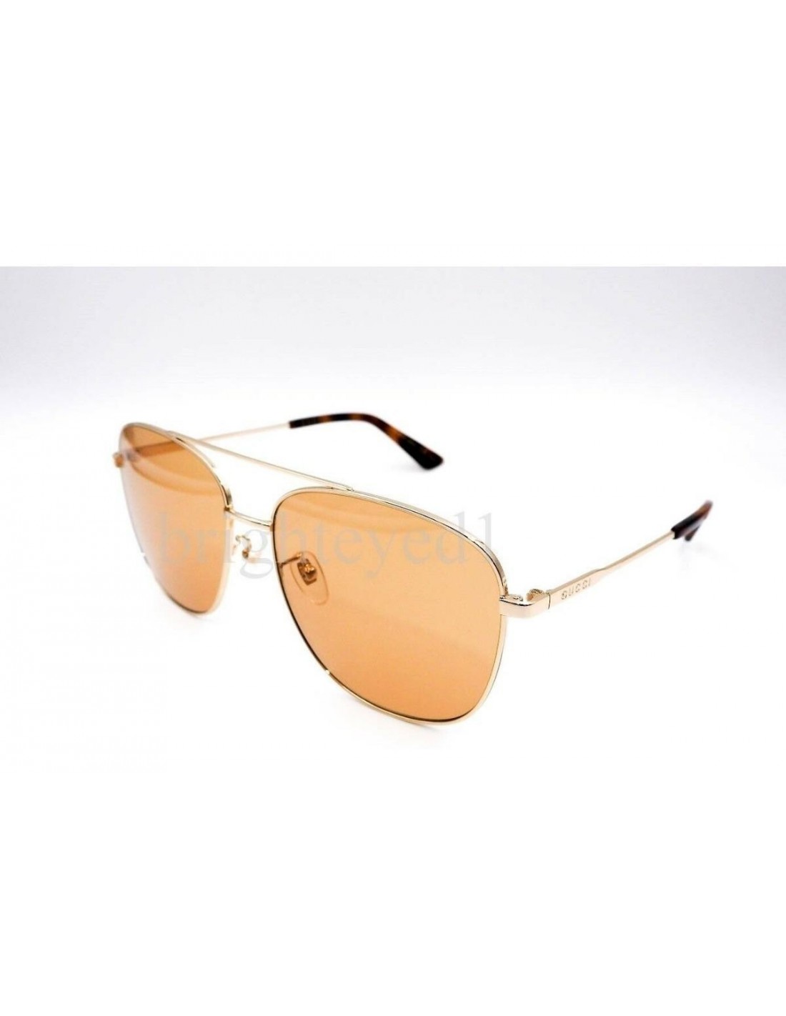 Lentes de sol Gucci Gg0410sk 004 Aviator Cafe Ambar Dorado Original Gota