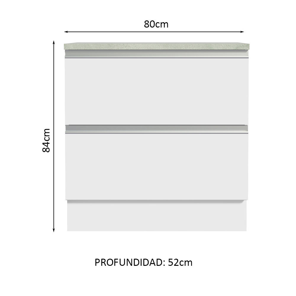 Gabinete Bajo Madesa Glamy 80cm 2 Cajones Blanco .