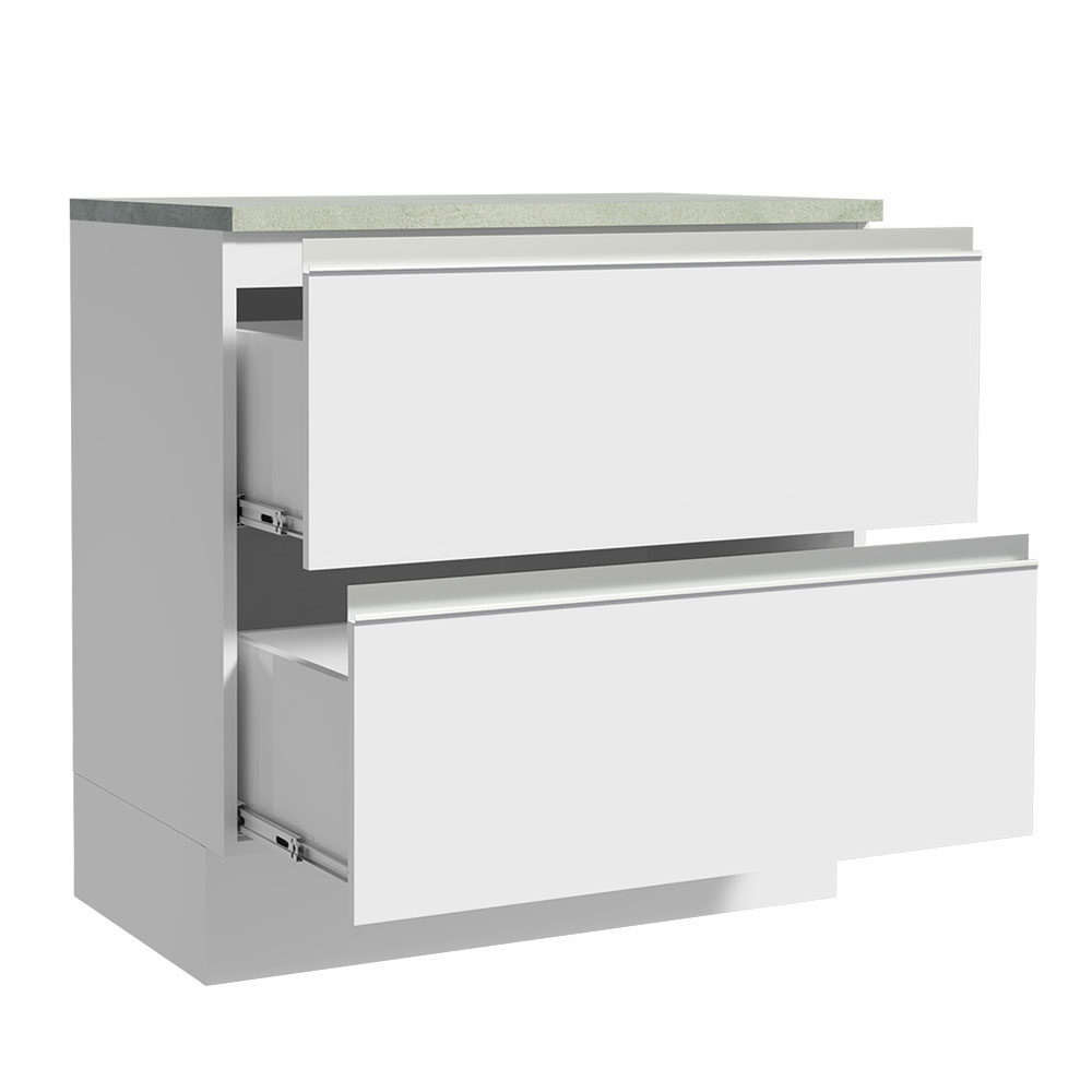 Gabinete Bajo Madesa Glamy 80cm 2 Cajones Blanco .