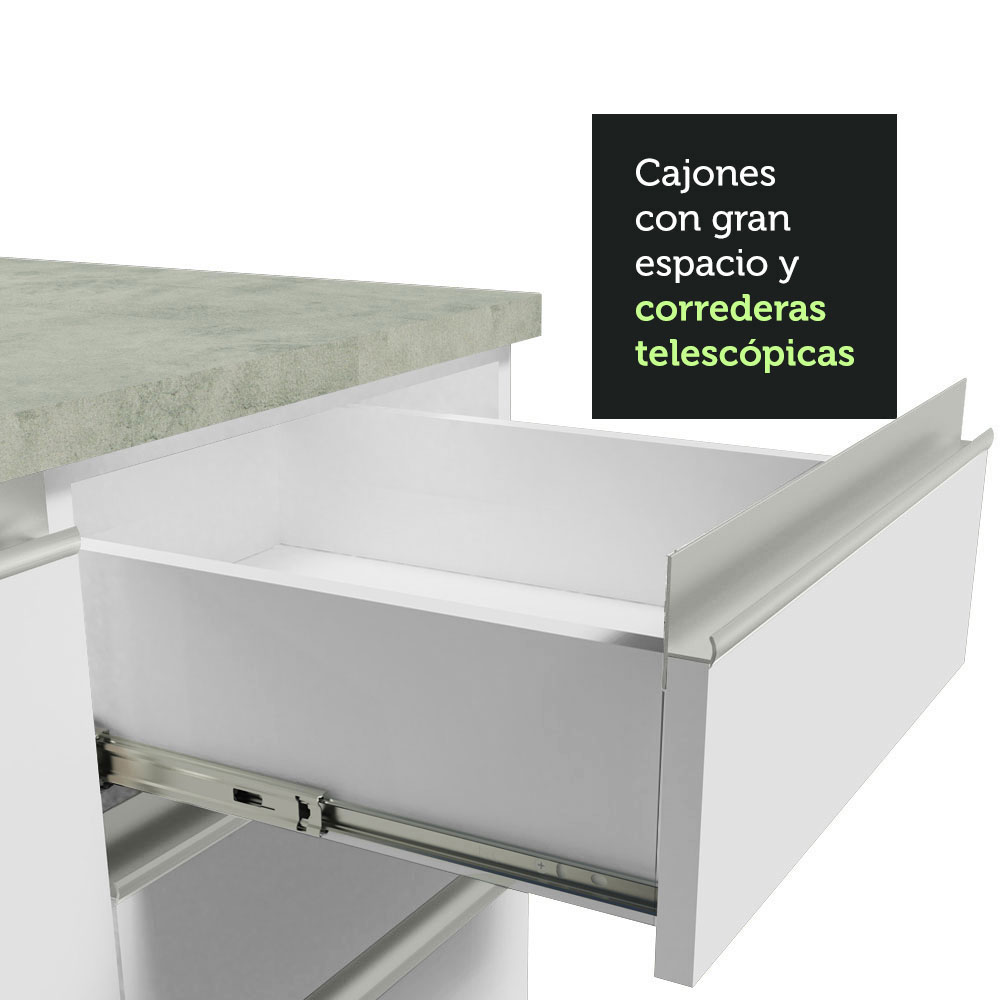 Gabinete Bajo Madesa Glamy 80cm 2 Cajones Blanco .