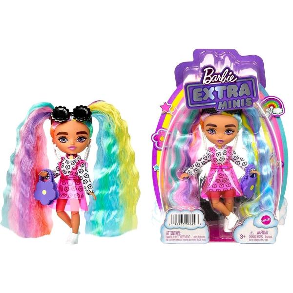 Barbie Extra, Minis Vestido Rosa con Flores, Muñeca para niñas a Partir de 3 años.