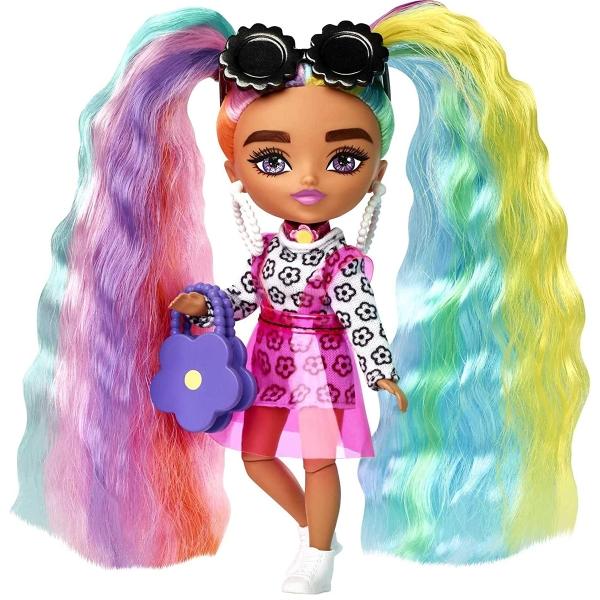 Barbie Extra, Minis Vestido Rosa con Flores, Muñeca para niñas a Partir de 3 años.