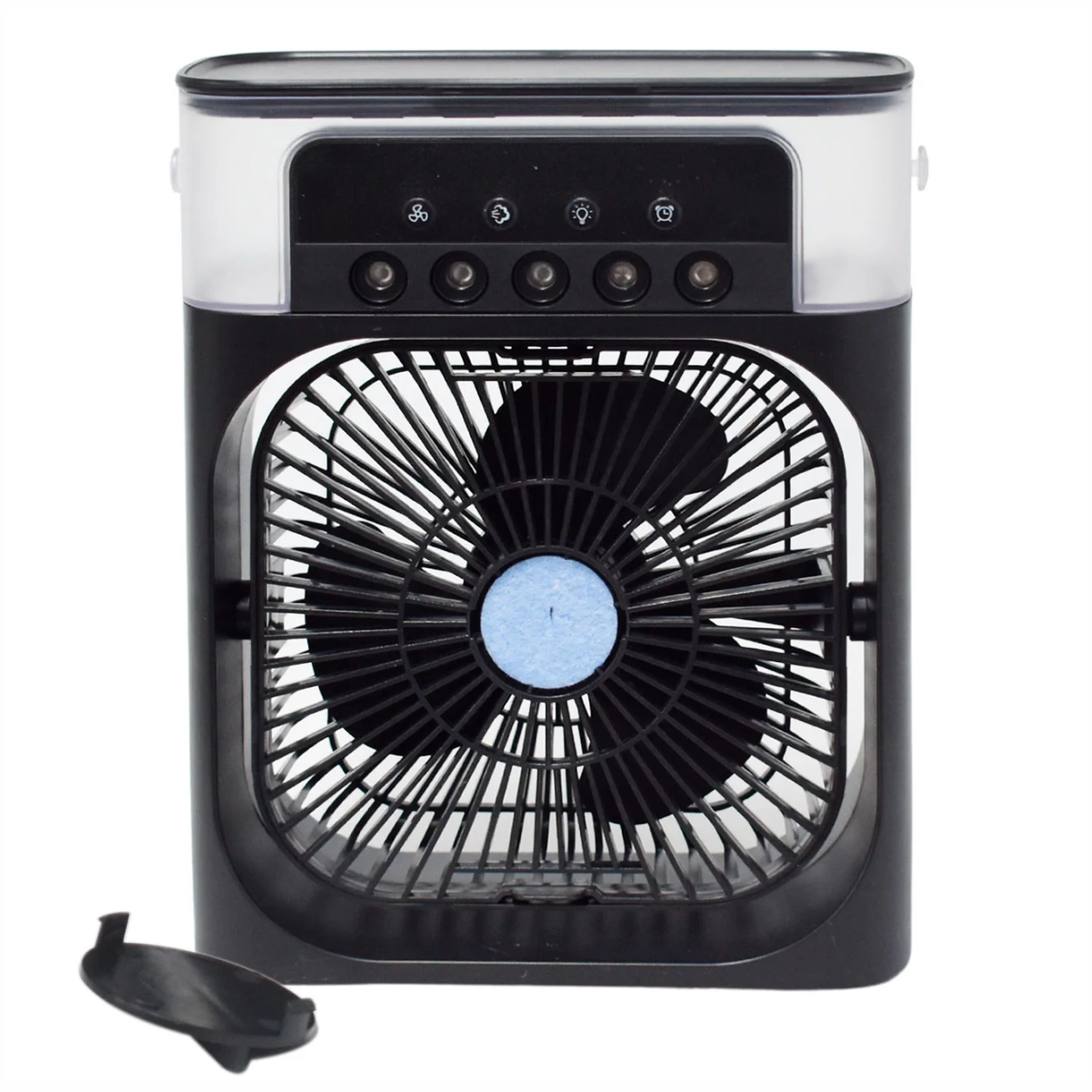  Ventilador enfriador y humidificador 3 en 1 para escritorio con luz LED color Negro