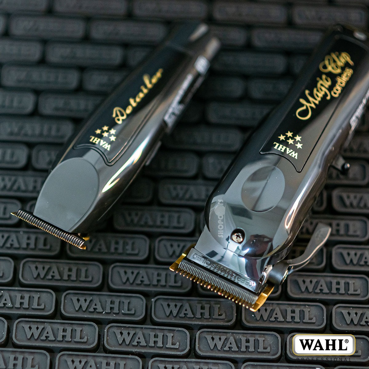 Wahl Cordless Barber Combo Magic Clip Black + Detailer Black Color Negro