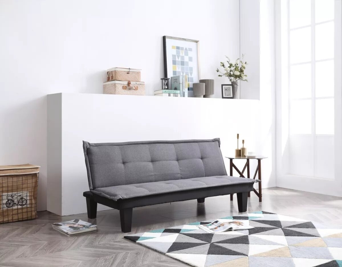 Sofácama Individual Para Sala Reclinable Color Gris Color de la estructura Negro Color del colchón Gris futon.