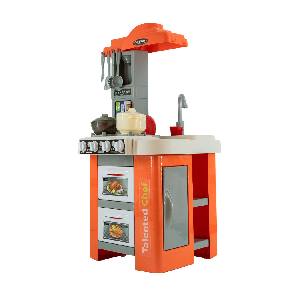 Cocinita Talented Chef 922-127 con Luz y Sonido Naranja 67 pz.