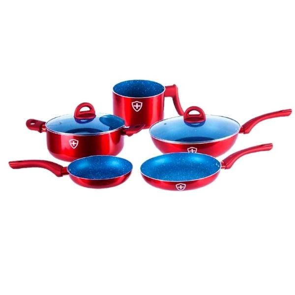 Bateria Cocina 7pz Swiss Silver Triple Capa P Toda Estufa
