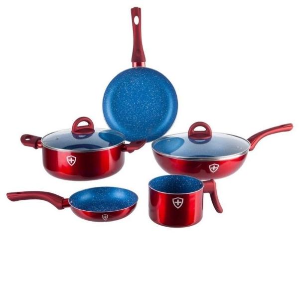 Bateria Cocina 7pz Swiss Silver Triple Capa P Toda Estufa