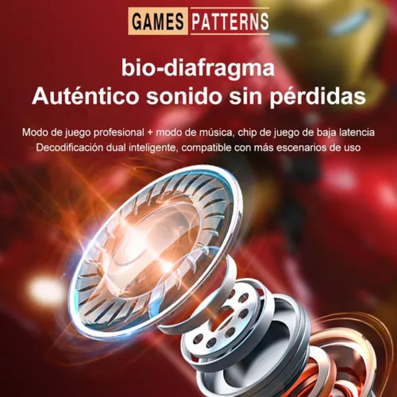 Auriculares Bluetooth Inalámbricos Para Juegos Iron Man