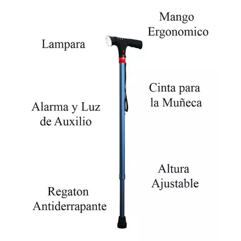 Bastón Guardian 3 En 1 Ajustable Azul Luz Led Speedy.