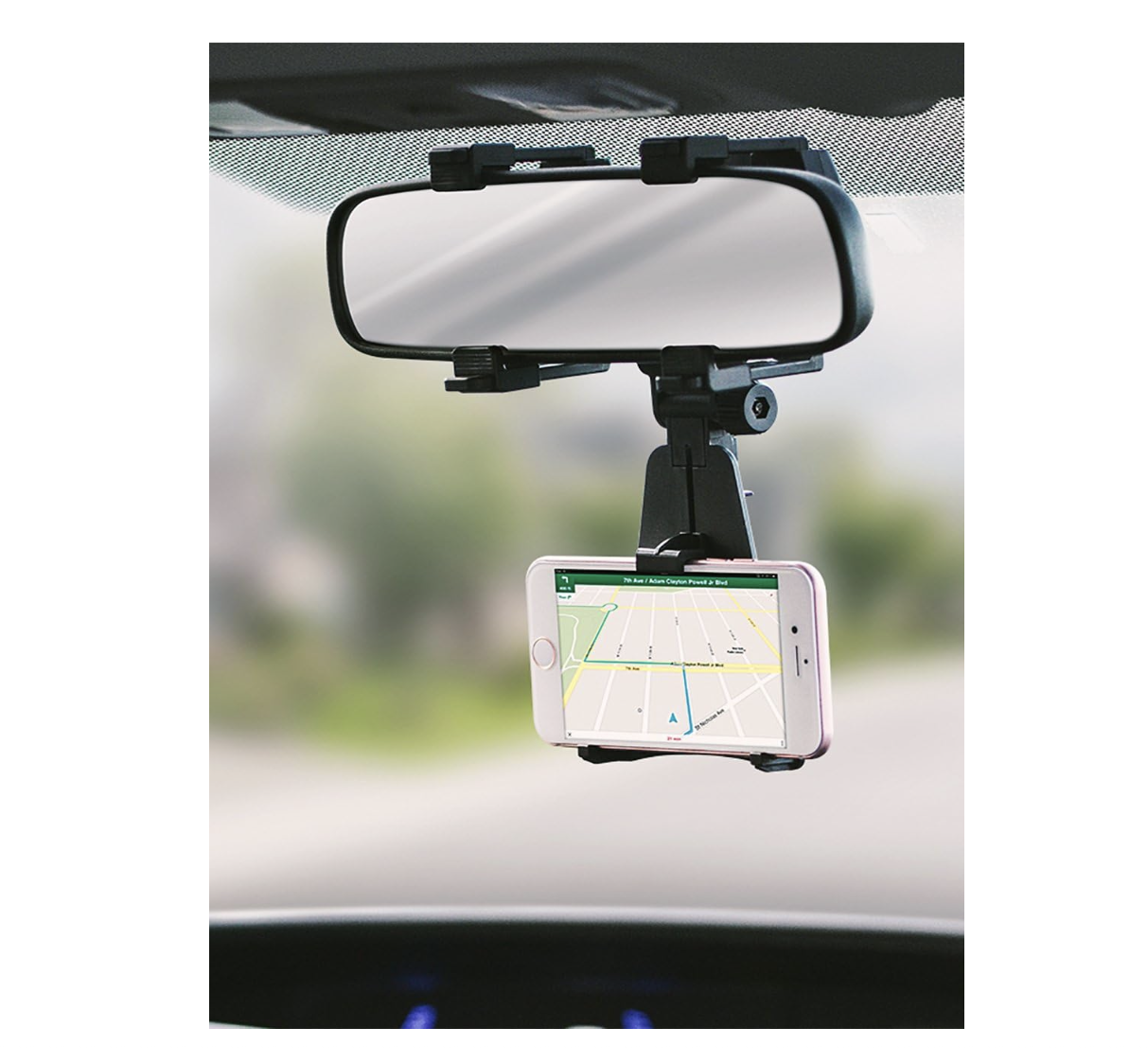 Soporte Universal Para Espejo Retrovisor de Auto Para Celular Color Negro.