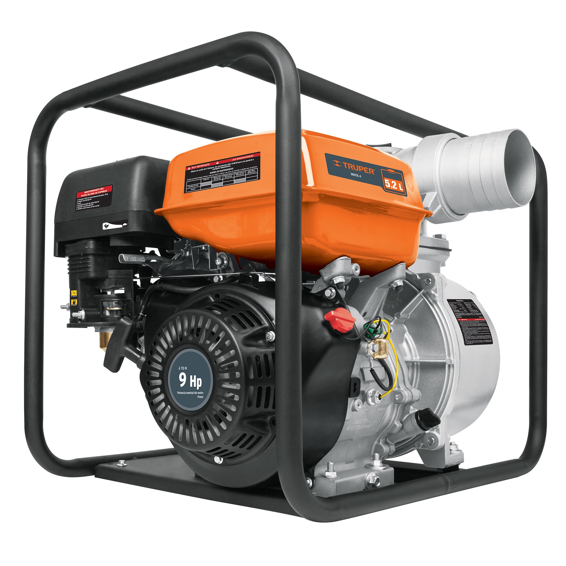 Motobomba autocebante Truper 4 x 4 a gasolina 9 HP MOTB4 naranja