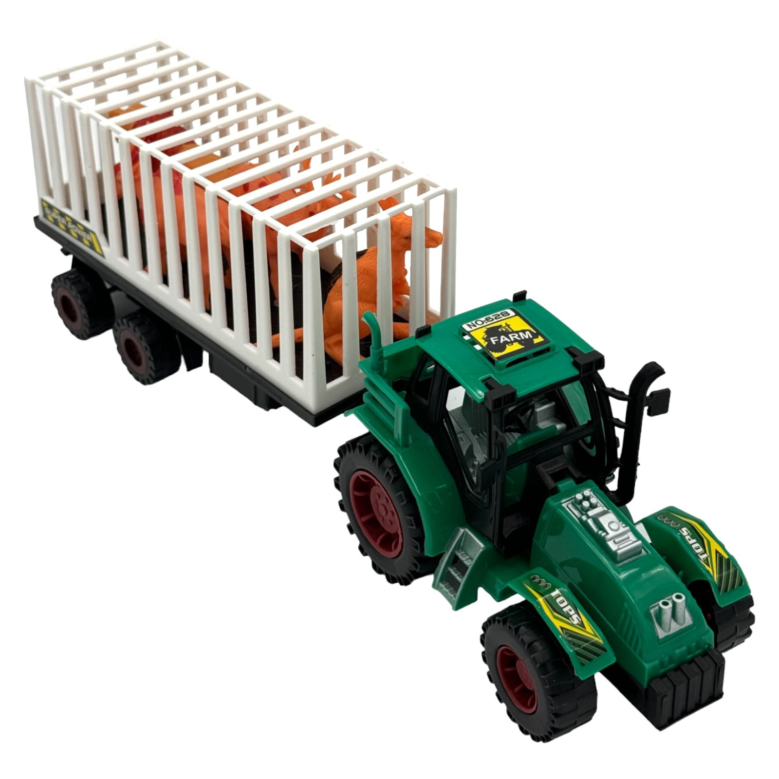 Tractor de Juguete de Friccion Animal de Granja con Remolque - Verde