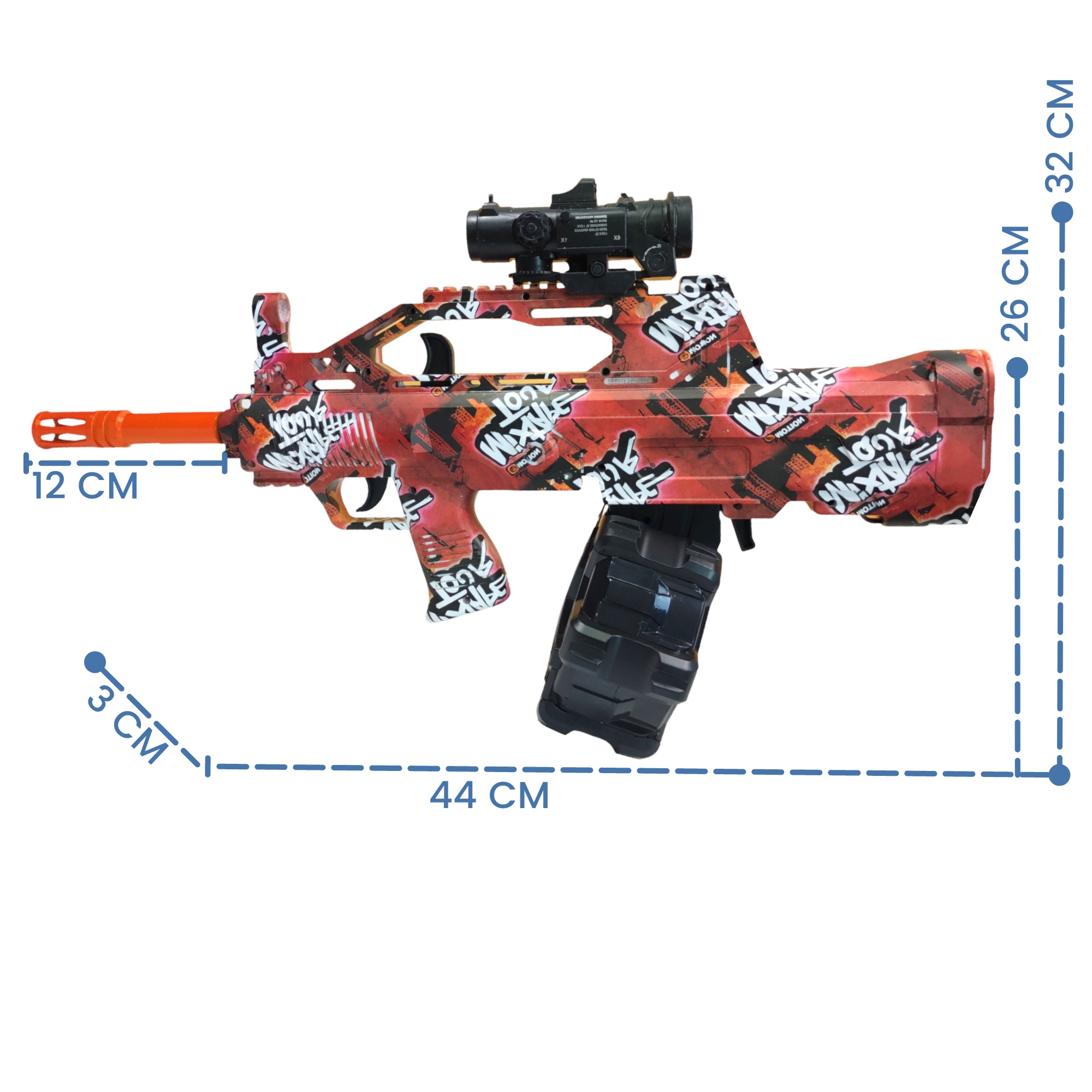 Pistola de Gel Automática Eléctrica,Niños Bolas Hidrogel M249 - Rojo.