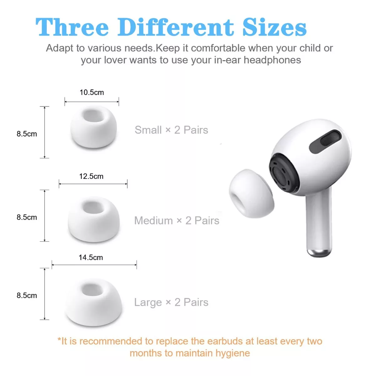 6 Almohadillas Silicon Eartips Repuesto Para AirPods Pro 1 2