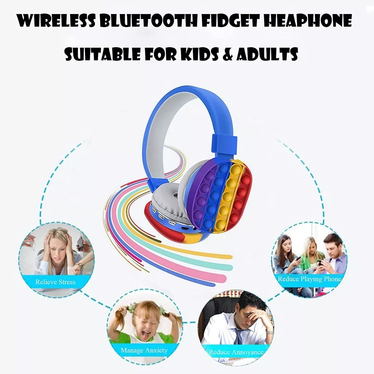 Audifonos Bluetooth Silicon Pop It Inalambricos Niño Y Niña multicolor