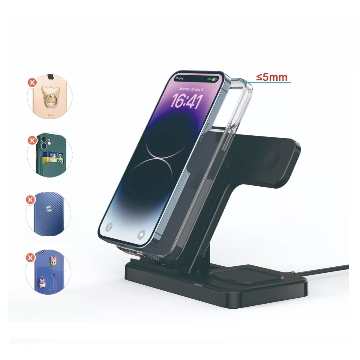 3 En 1 Cargador Inalambrico Para iPhone/iwatch/AirPods