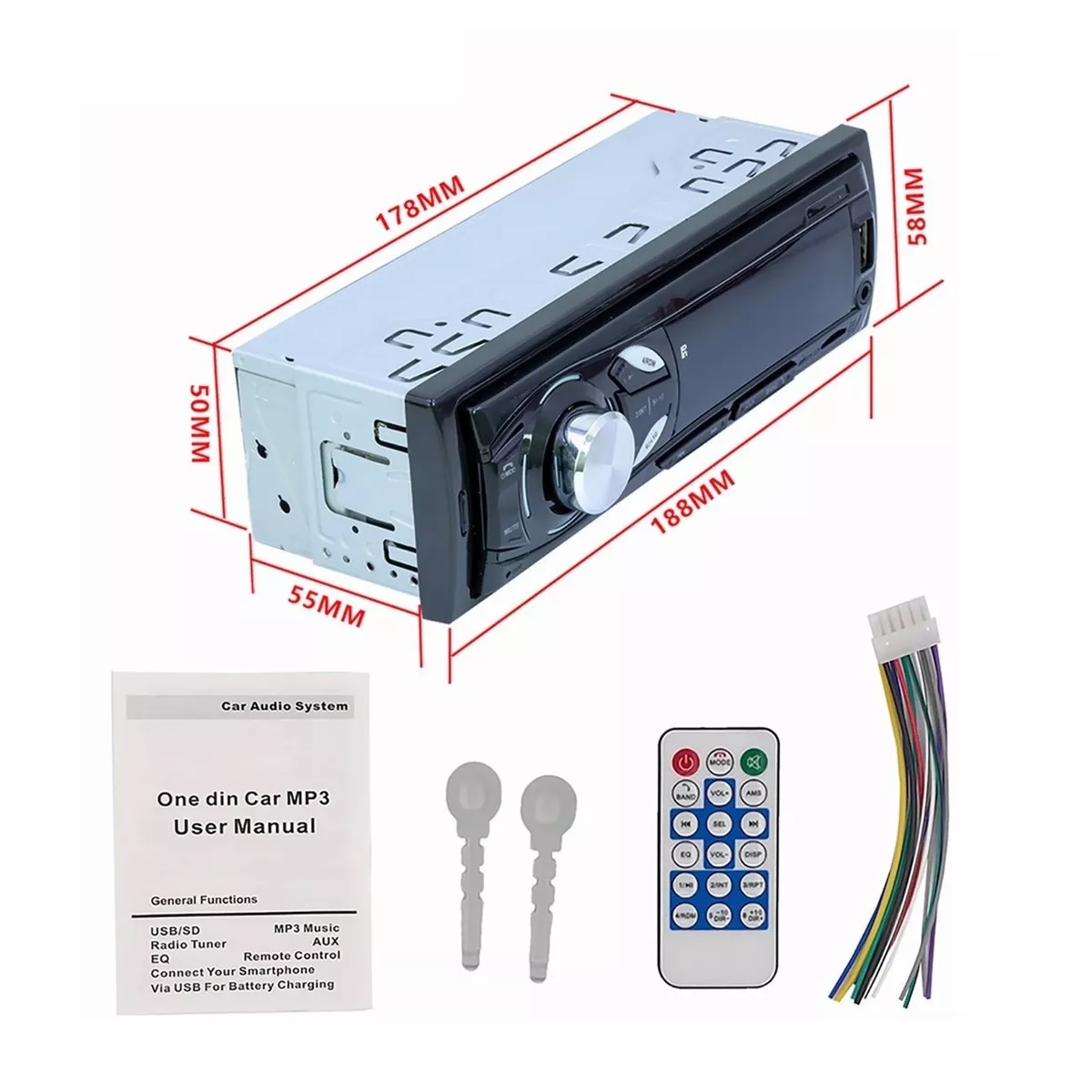 Autoestéreos Mp3 1 Din Bluetooth Audio Fm Usb Aux Estéreo
