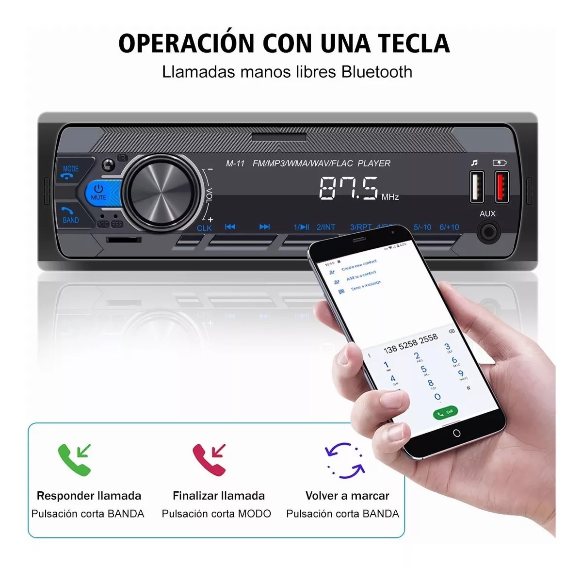 Autoestéreos Bluetooth Mp3 Radio Manos Libres Fm Aux Usb Sd