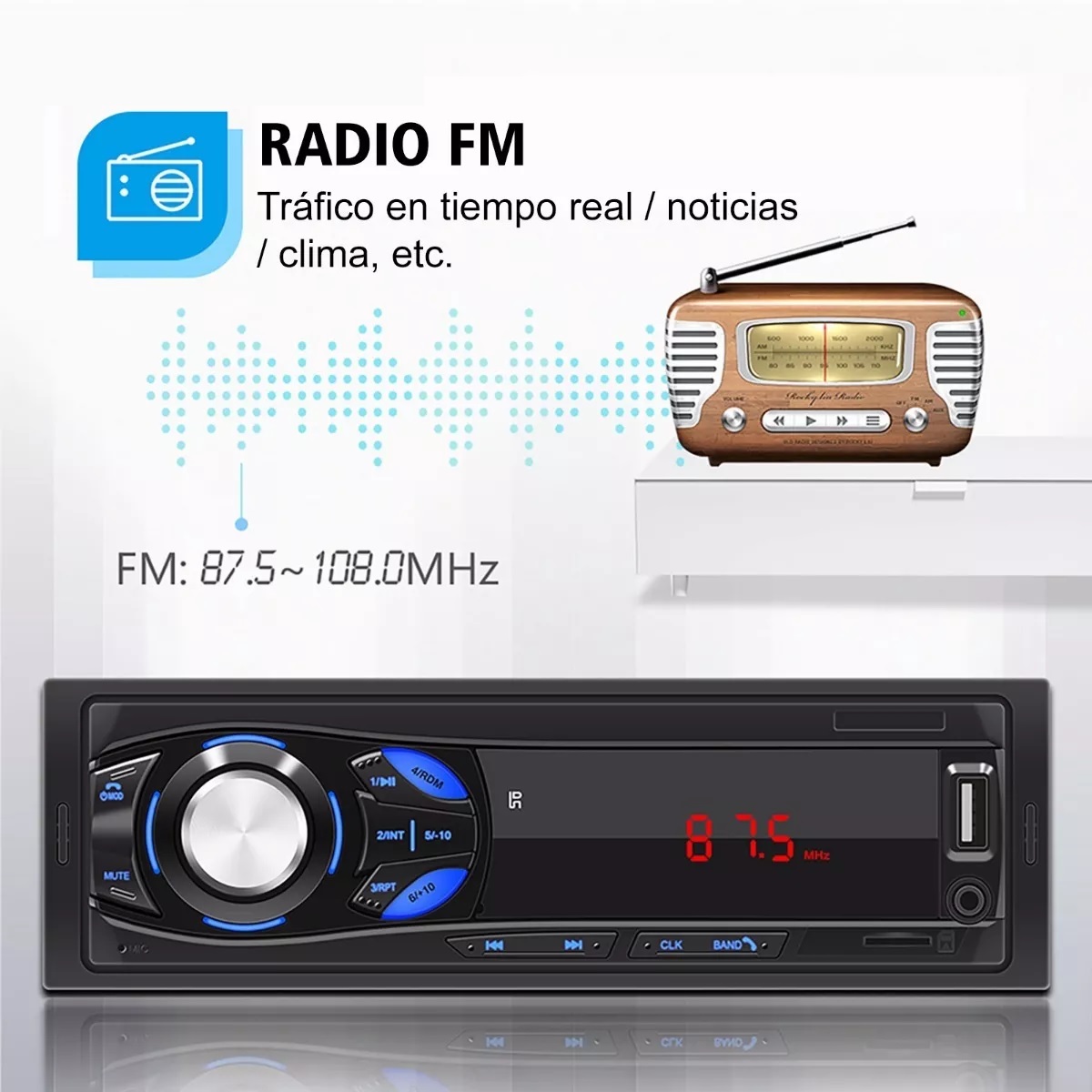 Autoestéreos Mp3 1 Din Bluetooth Audio Fm Usb Aux Estéreo
