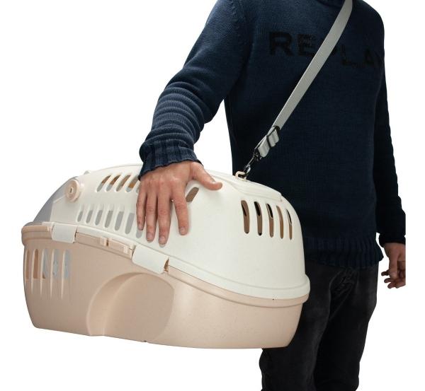 Transportadora Para Perro Y Gato Con Comedero Eco-friendly Beige
