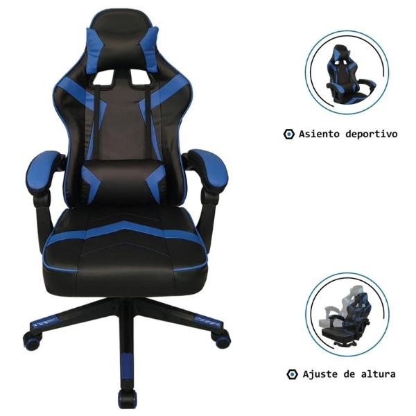 Silla Gamer Ergonomica Reclinable  Gaming  Premium Videojuegos Azul