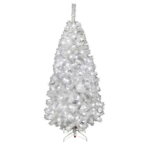Pino Arbol De Navidad Blanco Led 260 Luces 1.90m Naviplastic