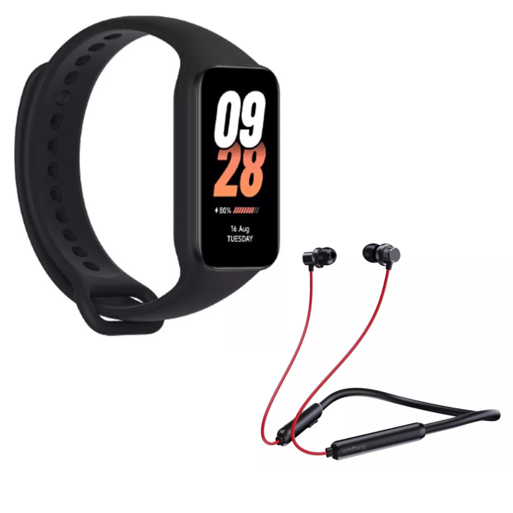 Xiaomi Smart Band 8 Active + Audífonos Bluetooth 1more airfree 12h.