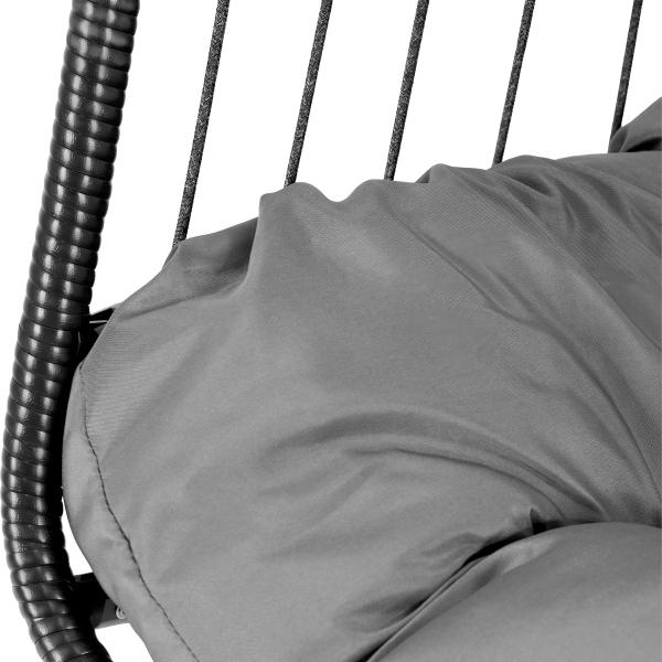Silla Columpio Colgante Hamaca Jardin Exteriores + Cojines Negro.