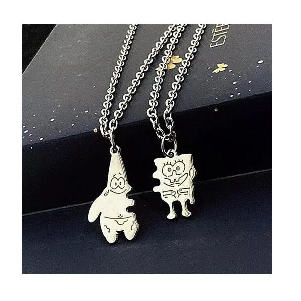 Collar En Combo O Pareja Amigos Bob Esponja Y Patricio Metal