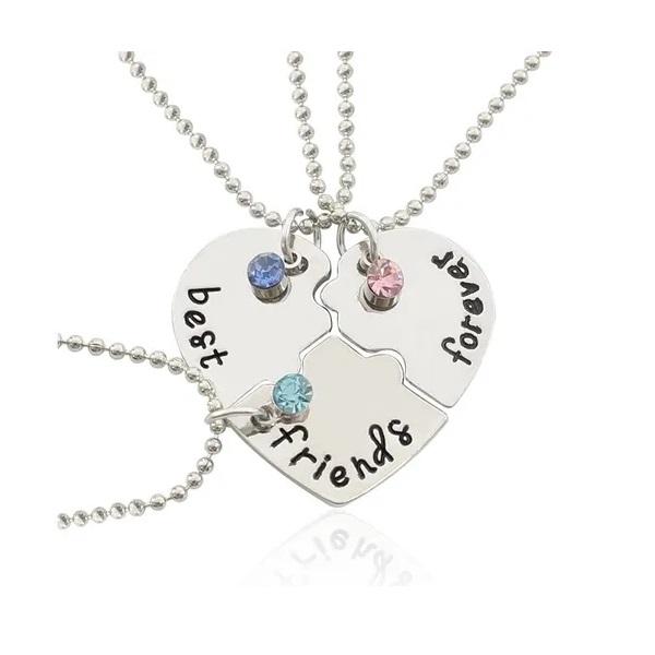 3 Collares En Corazón Unido, Mejores Amigas.