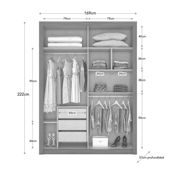 Ropero Closet Armario Organizador Bossa Alegro Natural/Off White