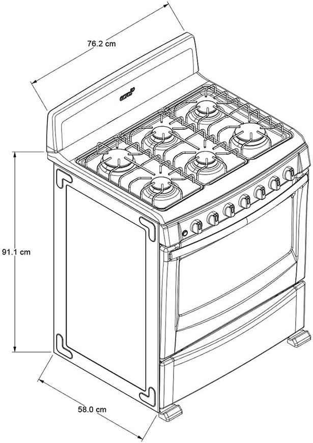 Estufa Acros Al Piso 30 Af5433q A Gas 6 Quemadores Blanca 127v Puerta Con Visor 5.1ft³.